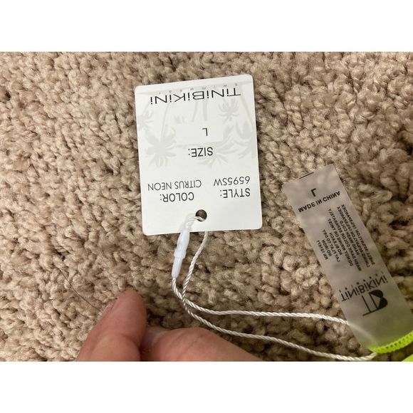 NWT TiniBikini Two Piece Neon Citrus Front Tie Bikini - Picture 8 of 10